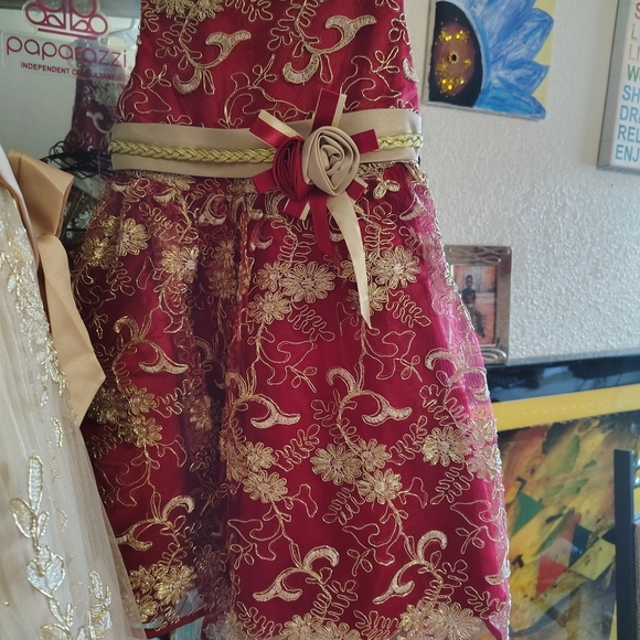 Red Dress Boutique Kids Formal Dress in Red and Gold - Picture 2 of 2